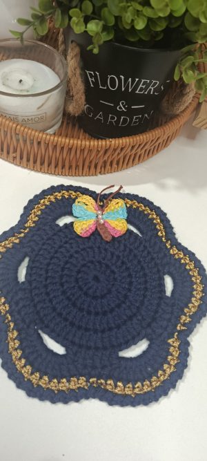 PORTA COPO BORBOLETA COM DOURADO