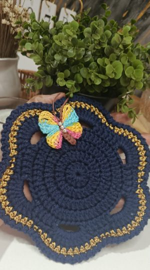 PORTA COPO BORBOLETA COM DOURADO